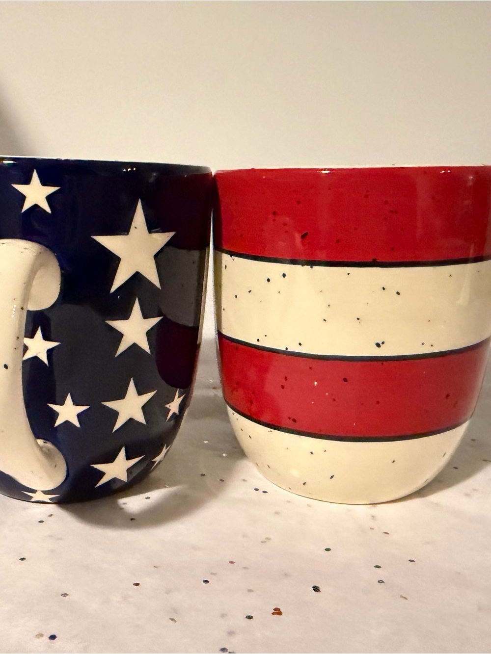 Patriotic Red, White & Blue Ceramic Coffee Mug Set